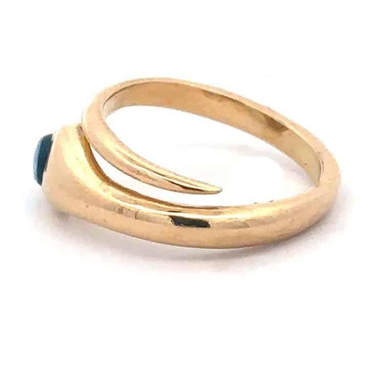 Victorian-Inspired 18K Yellow Gold Cabochon Blue Sapphire Snake Ring — “Sydney The Snake” 4 Victorian-Inspired 18K Yellow Gold Cabochon Blue Sapphire Snake Ring — “Sydney The Snake” - Image 4