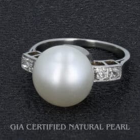 Gia-Certified Natural Saltwater Pearl &Amp; Old Mine Diamond Ring — A Rare Victorian Button Pearl Reimagined