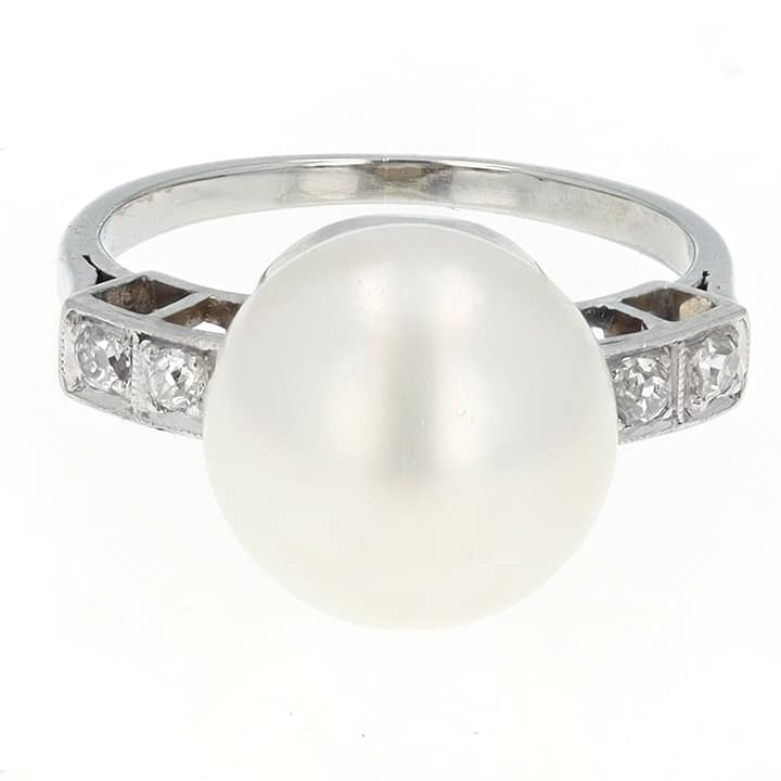 Gia-Certified Natural Saltwater Pearl &Amp; Old Mine Diamond Ring — A Rare Victorian Button Pearl Reimagined 2 Gia-Certified Natural Saltwater Pearl &Amp; Old Mine Diamond Ring — A Rare Victorian Button Pearl Reimagined - Image 2