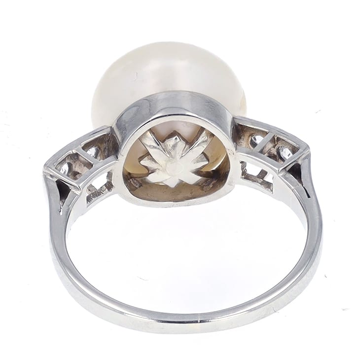 Gia-Certified Natural Saltwater Pearl &Amp; Old Mine Diamond Ring — A Rare Victorian Button Pearl Reimagined 6 Gia-Certified Natural Saltwater Pearl &Amp; Old Mine Diamond Ring — A Rare Victorian Button Pearl Reimagined - Image 6