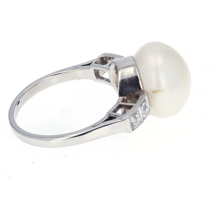 Gia-Certified Natural Saltwater Pearl &Amp; Old Mine Diamond Ring — A Rare Victorian Button Pearl Reimagined 4 Gia-Certified Natural Saltwater Pearl &Amp; Old Mine Diamond Ring — A Rare Victorian Button Pearl Reimagined - Image 4