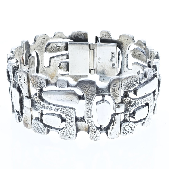 Bjk Denmark Brutalist Sterling Silver Sectional Bracelet, Circa 1960S 1 Bjk Denmark Brutalist Sterling Silver Sectional Bracelet, Circa 1960S