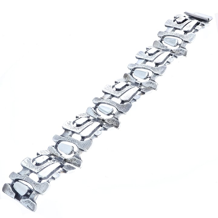 Bjk Denmark Brutalist Sterling Silver Sectional Bracelet, Circa 1960S 2 Bjk Denmark Brutalist Sterling Silver Sectional Bracelet, Circa 1960S - Image 2