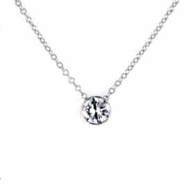 GIA Certified 1.01 Ct D Color Natural Diamond Floating Bezel Pendant in 18K White Gold