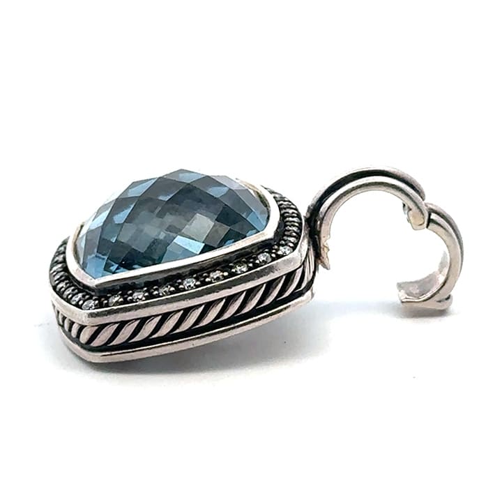 David Yurman Sterling Silver Topaz And Diamond Albion-Style Drop Pendant 2 David Yurman Sterling Silver Topaz And Diamond Albion-Style Drop Pendant - Image 2
