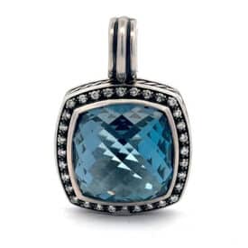 David Yurman Sterling Silver Topaz And Diamond Albion-Style Drop Pendant