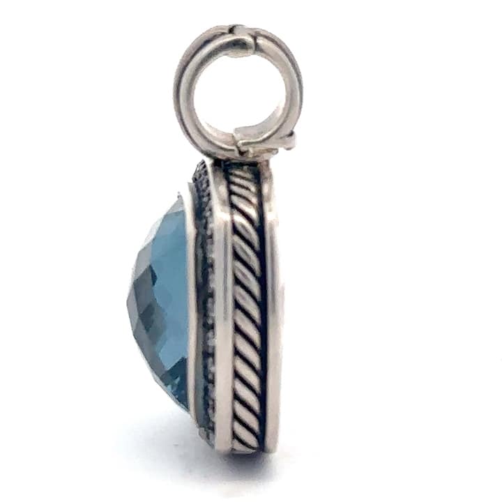 David Yurman Sterling Silver Topaz And Diamond Albion-Style Drop Pendant 4 David Yurman Sterling Silver Topaz And Diamond Albion-Style Drop Pendant - Image 4