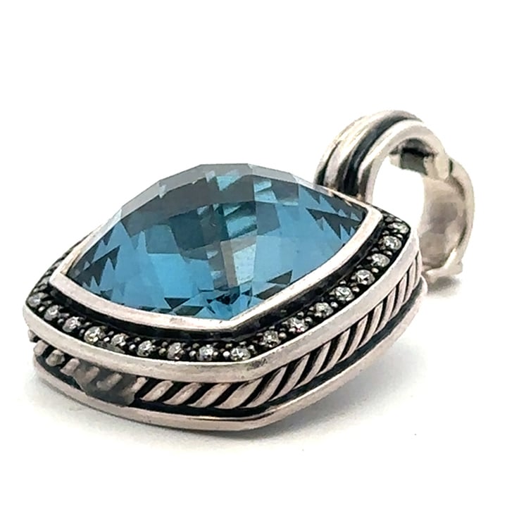 David Yurman Sterling Silver Topaz And Diamond Albion-Style Drop Pendant 6 David Yurman Sterling Silver Topaz And Diamond Albion-Style Drop Pendant - Image 6