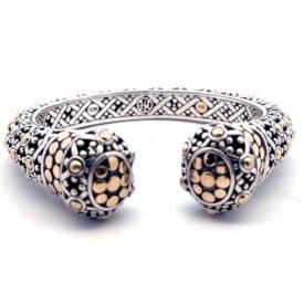 John Hardy 925 Sterling Silver &Amp; 18K Yellow Gold Dot Kick Bangle Bracelet