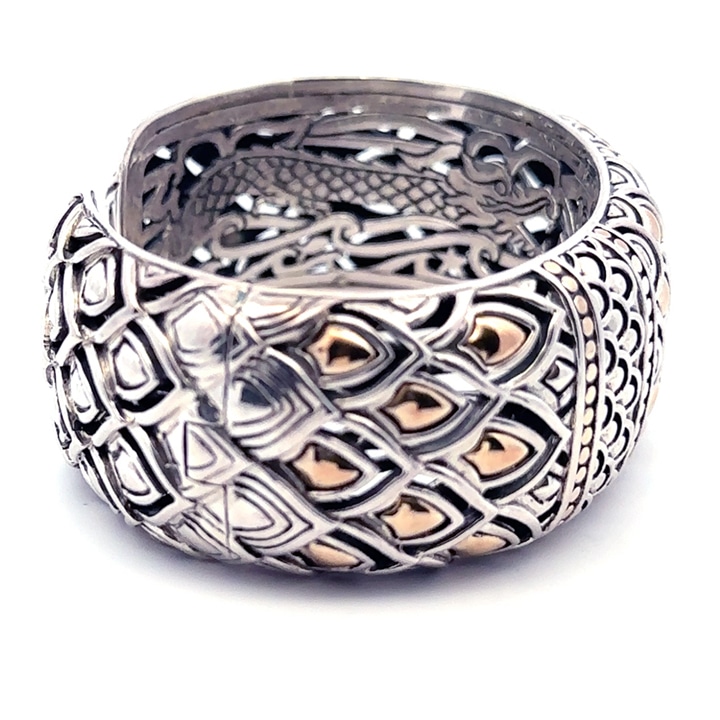 John Hardy Legends Naga Sterling Silver &Amp; Gold Dragon Scale Cuff Bracelet 4 John Hardy Legends Naga Sterling Silver &Amp; Gold Dragon Scale Cuff Bracelet - Image 4