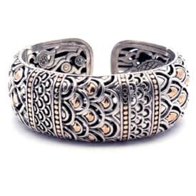 John Hardy Legends Naga Sterling Silver &Amp; Gold Dragon Scale Cuff Bracelet