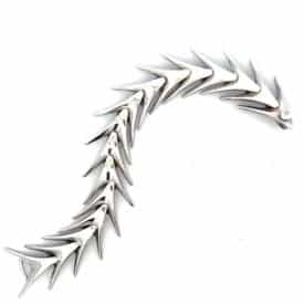 Poul Warmind Danish Modern Sterling Silver Articulated Fishbone Bracelet, Circa 1960S