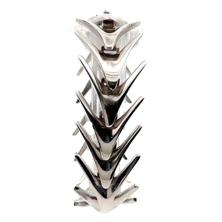 Poul Warmind Danish Modern Sterling Silver Articulated Fishbone Bracelet, Circa 1960S 2 Poul Warmind Danish Modern Sterling Silver Articulated Fishbone Bracelet, Circa 1960S - Image 2