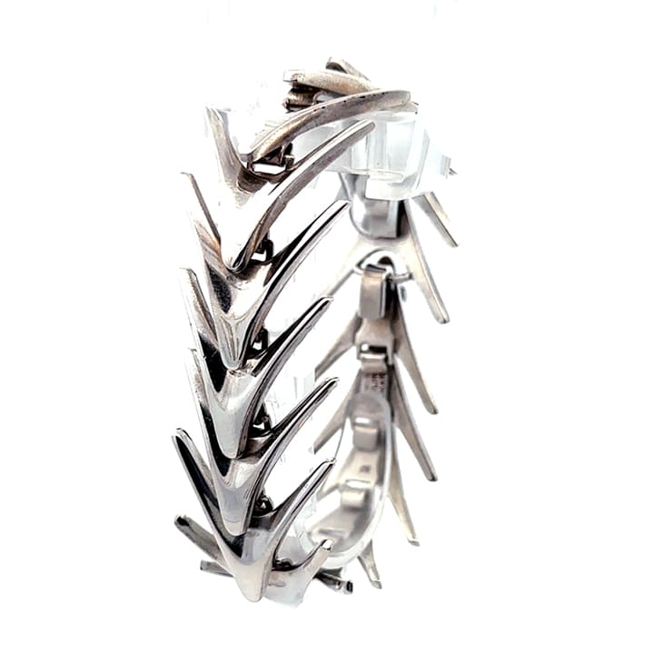 Poul Warmind Danish Modern Sterling Silver Articulated Fishbone Bracelet, Circa 1960S 3 Poul Warmind Danish Modern Sterling Silver Articulated Fishbone Bracelet, Circa 1960S - Image 3