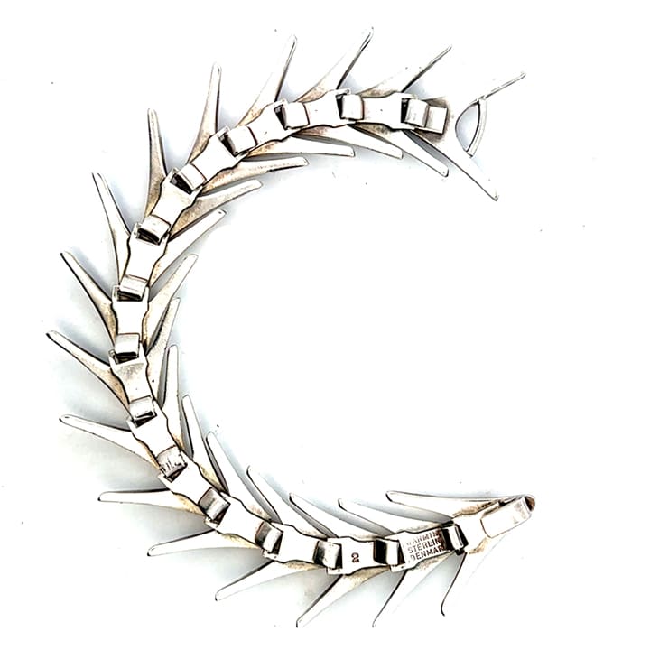 Poul Warmind Danish Modern Sterling Silver Articulated Fishbone Bracelet, Circa 1960S 4 Poul Warmind Danish Modern Sterling Silver Articulated Fishbone Bracelet, Circa 1960S - Image 4