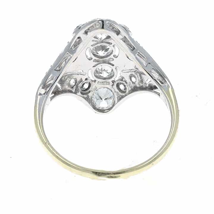 Edwardian Platinum &Amp; Yellow Gold Filigree Diamond Dinner Ring - Circa 1918 4 Edwardian Platinum &Amp; Yellow Gold Filigree Diamond Dinner Ring - Circa 1918 - Image 4