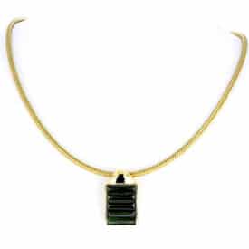 October'S Golden Girl — Forest Green Tourmaline &Amp; Yellow Gold Drop Necklace